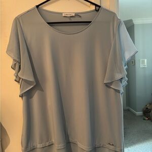 Calvin Klein Pale Blue Ruffle Sleeve Blouse